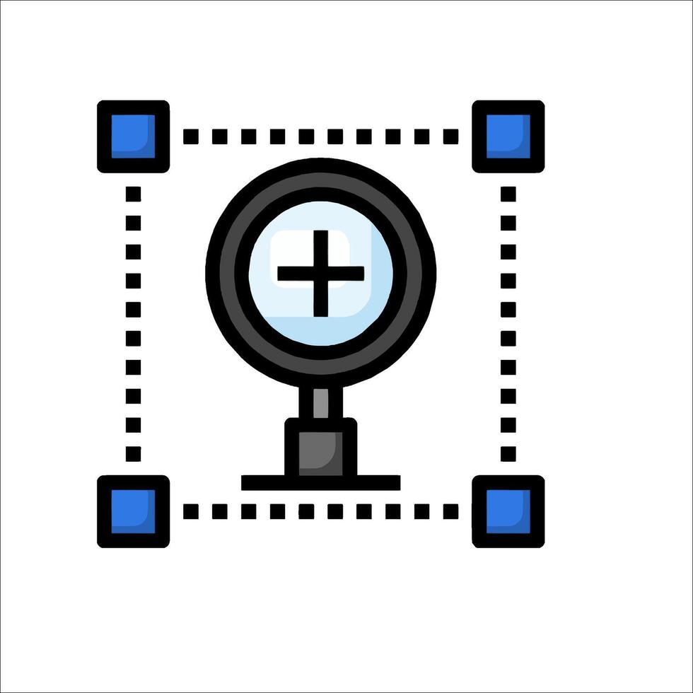 A magnifying glass icon on a white background vector
