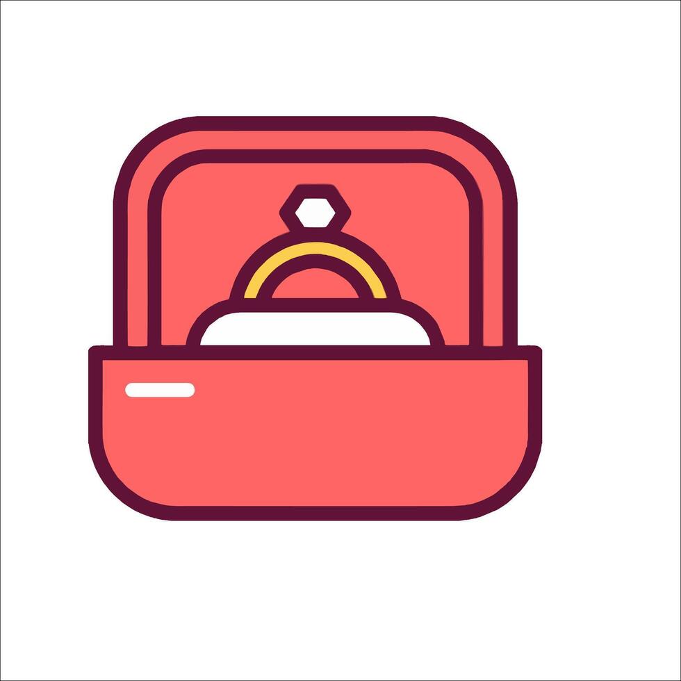An engagement ring in a box icon vector