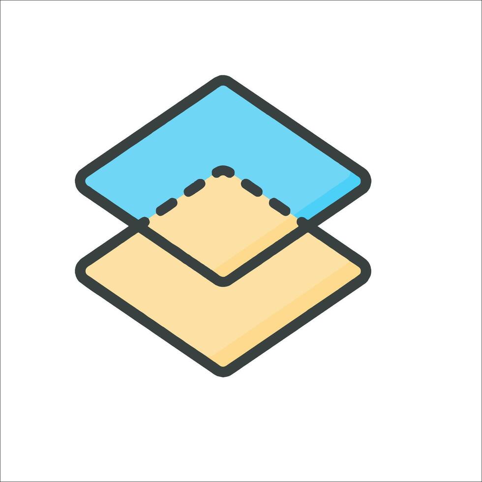 A flat icon of a square with a blue square vector