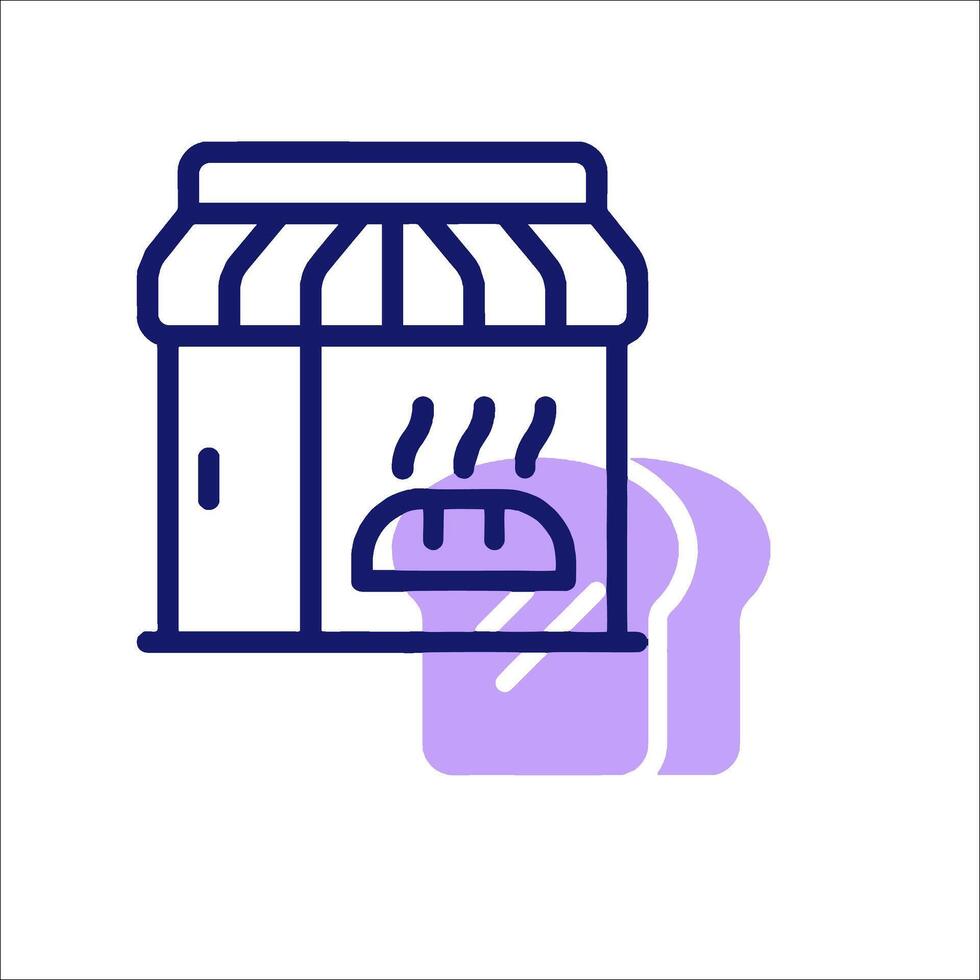 A bread shop icon with a sign that says bread vector