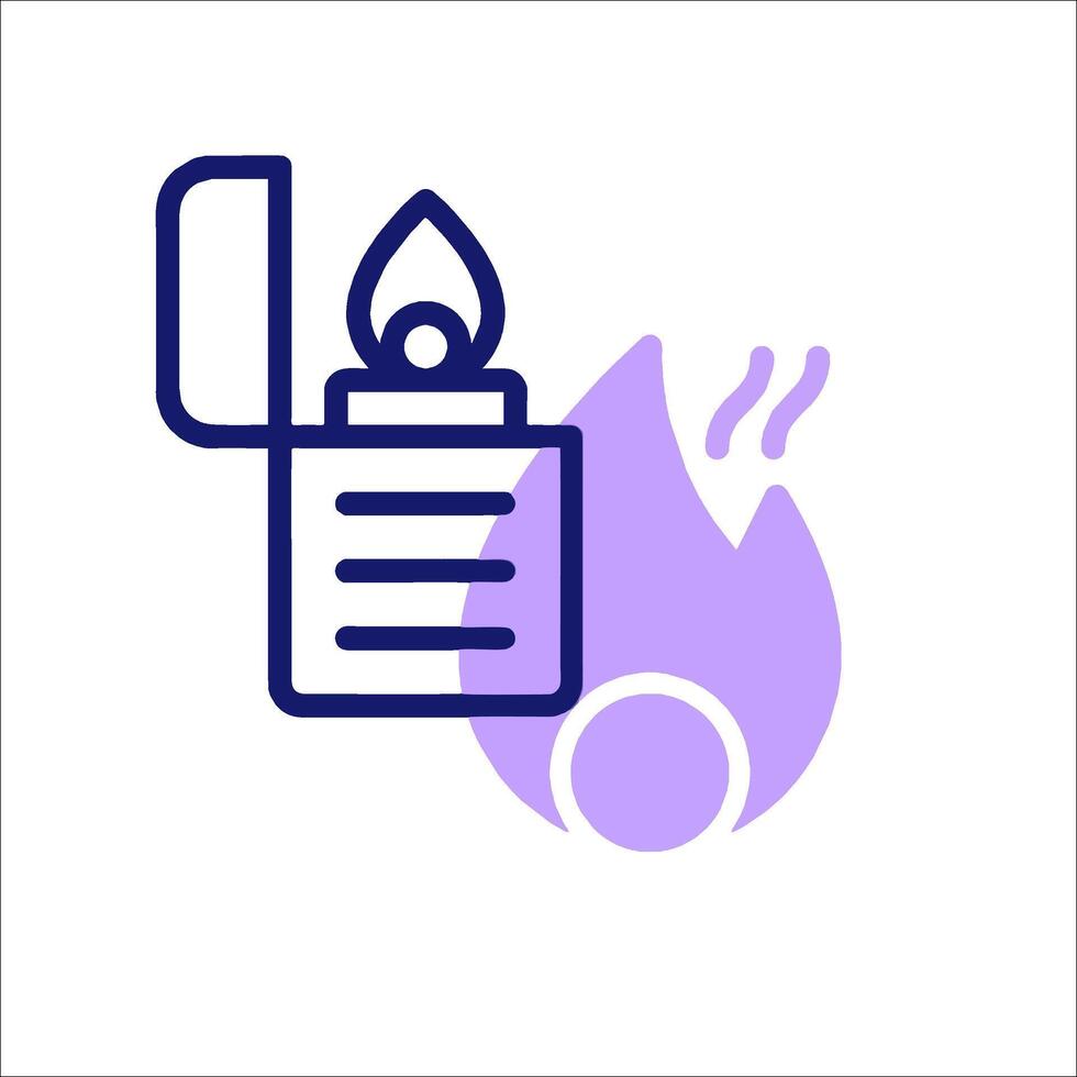 A lighter with a flame and a paper vector