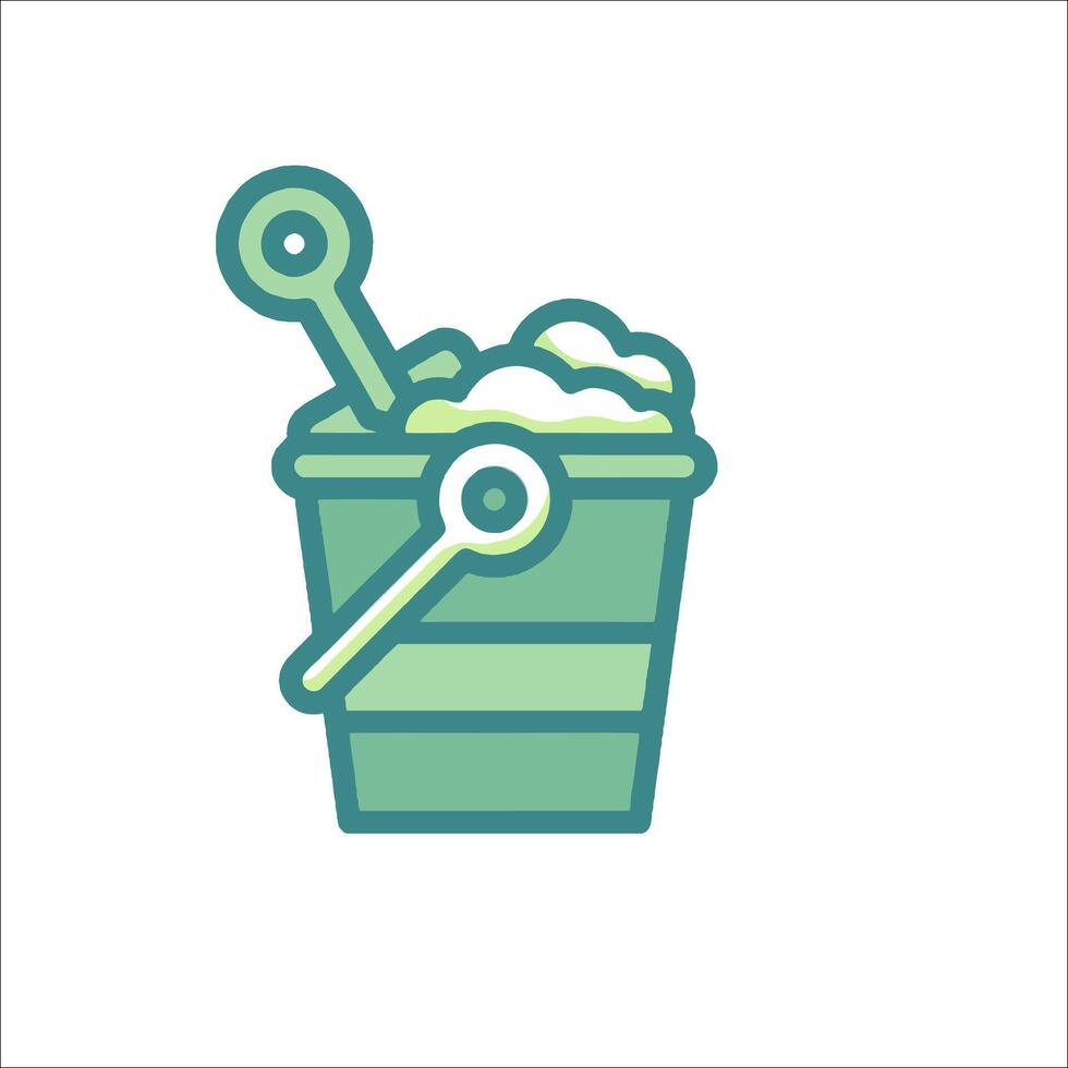 A bucket with a spoon and a spoon in it vector