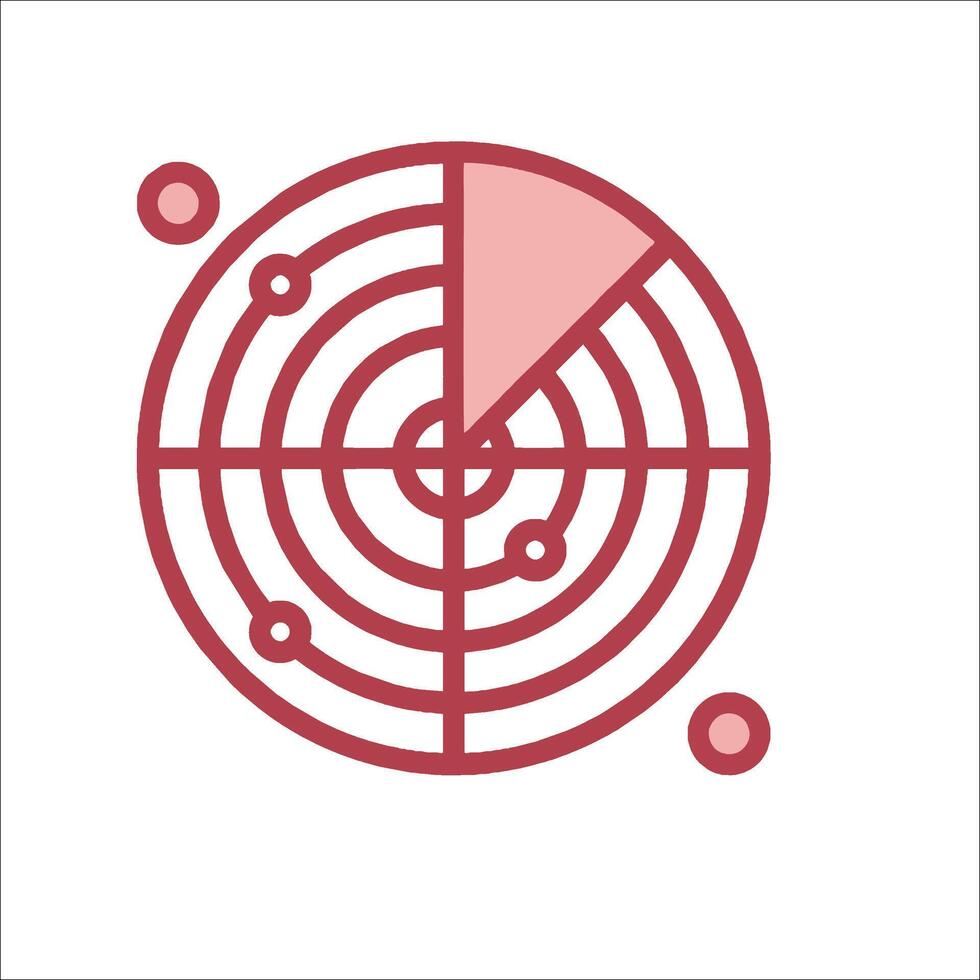 A red and white icon of a compass vector