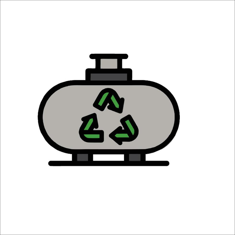 A gas tank with a recycling symbol on it vector