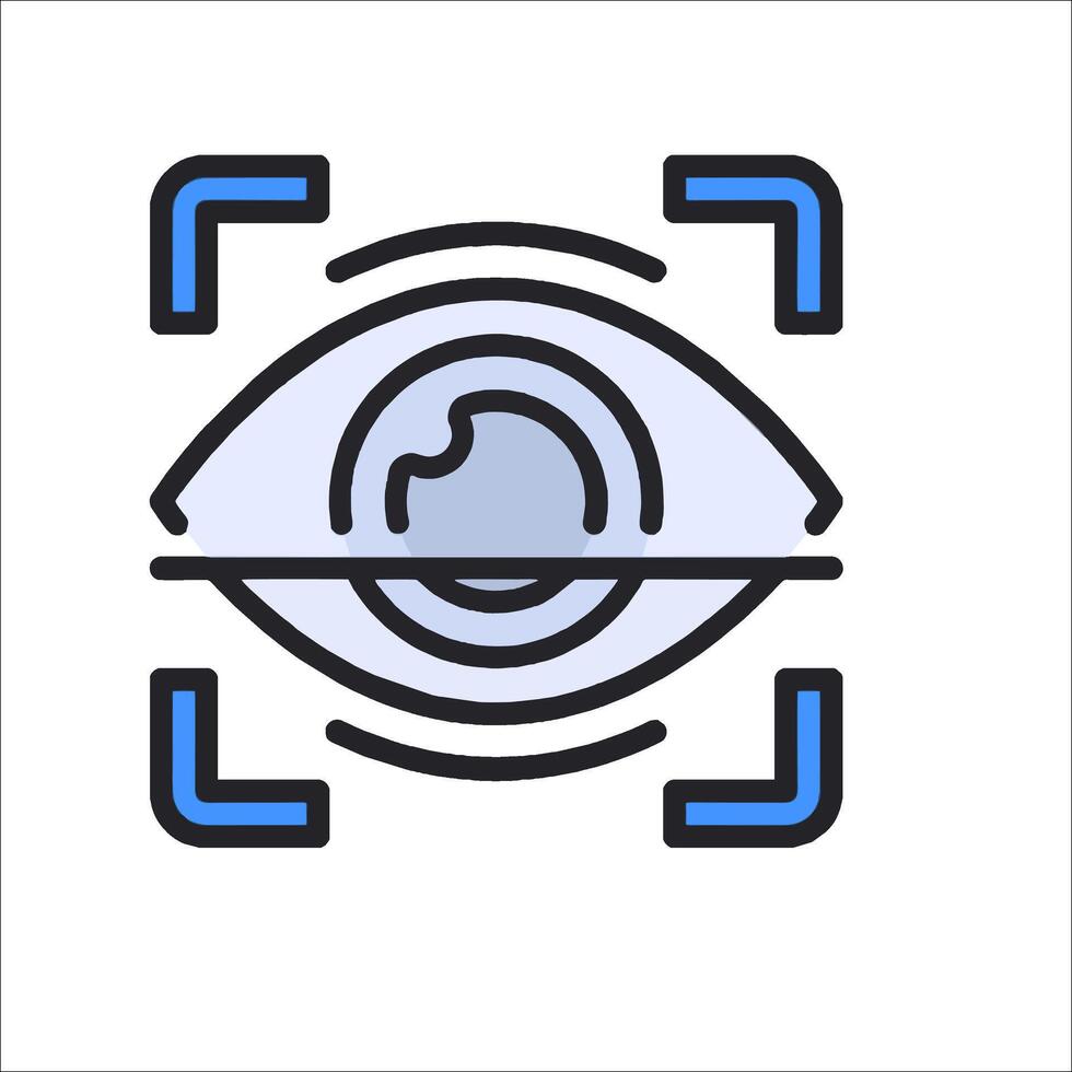 An eye icon with a blue line around it vector