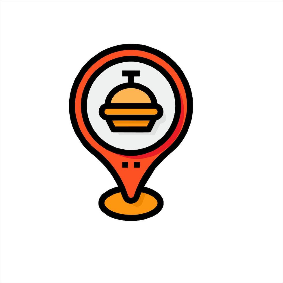 A map marker with a burger on it vector