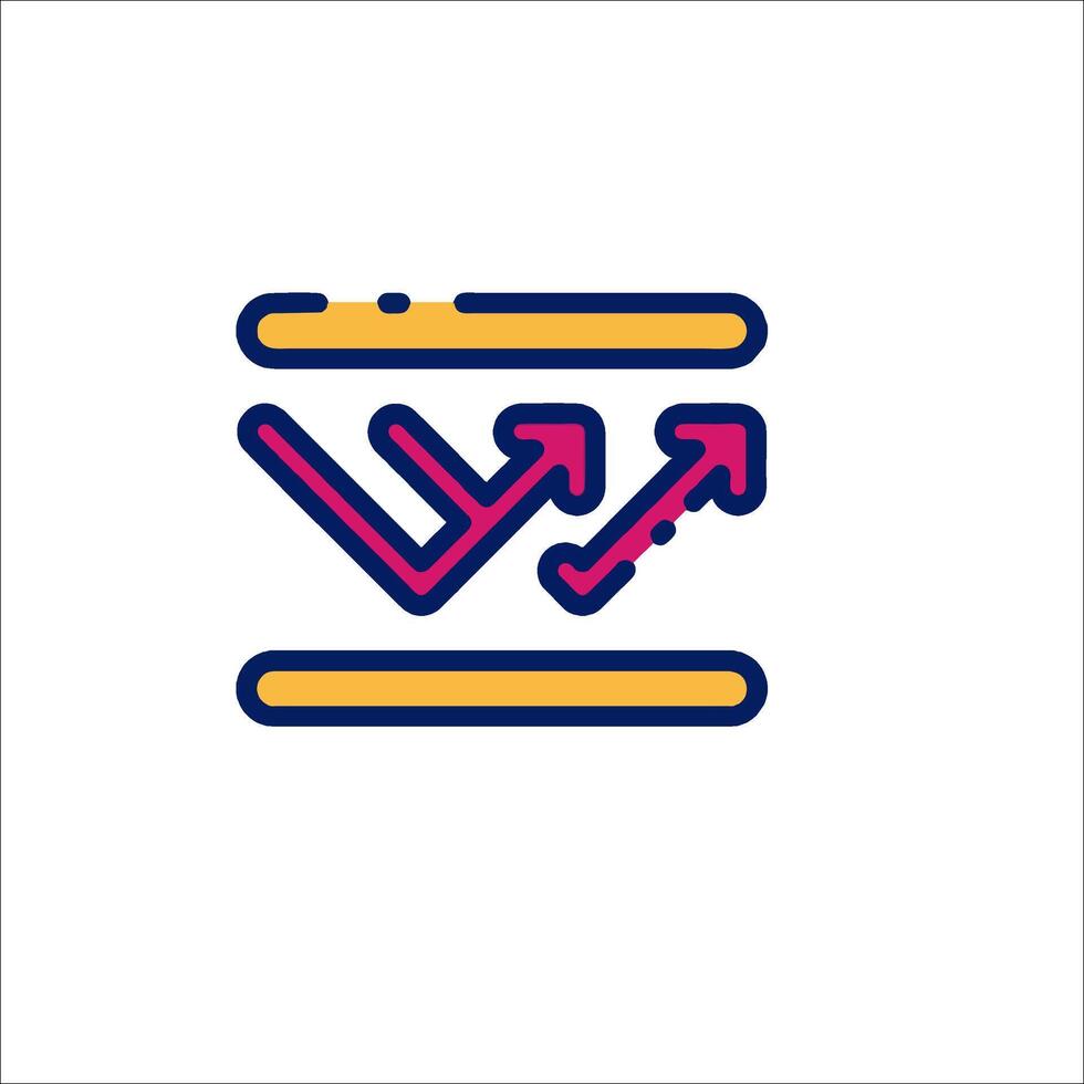 A flat icon of a computer with arrows pointing up vector