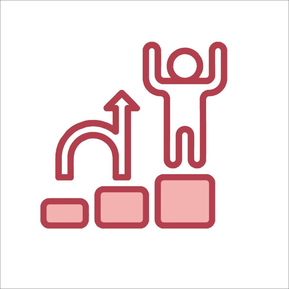 A man is standing on top of a block with an arrow pointing up vector