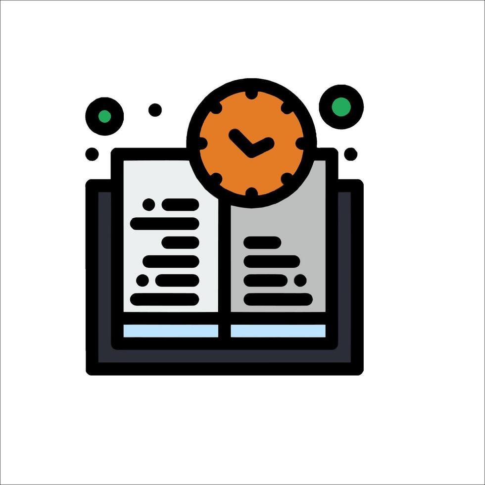 A book with a clock on it and a clock icon vector