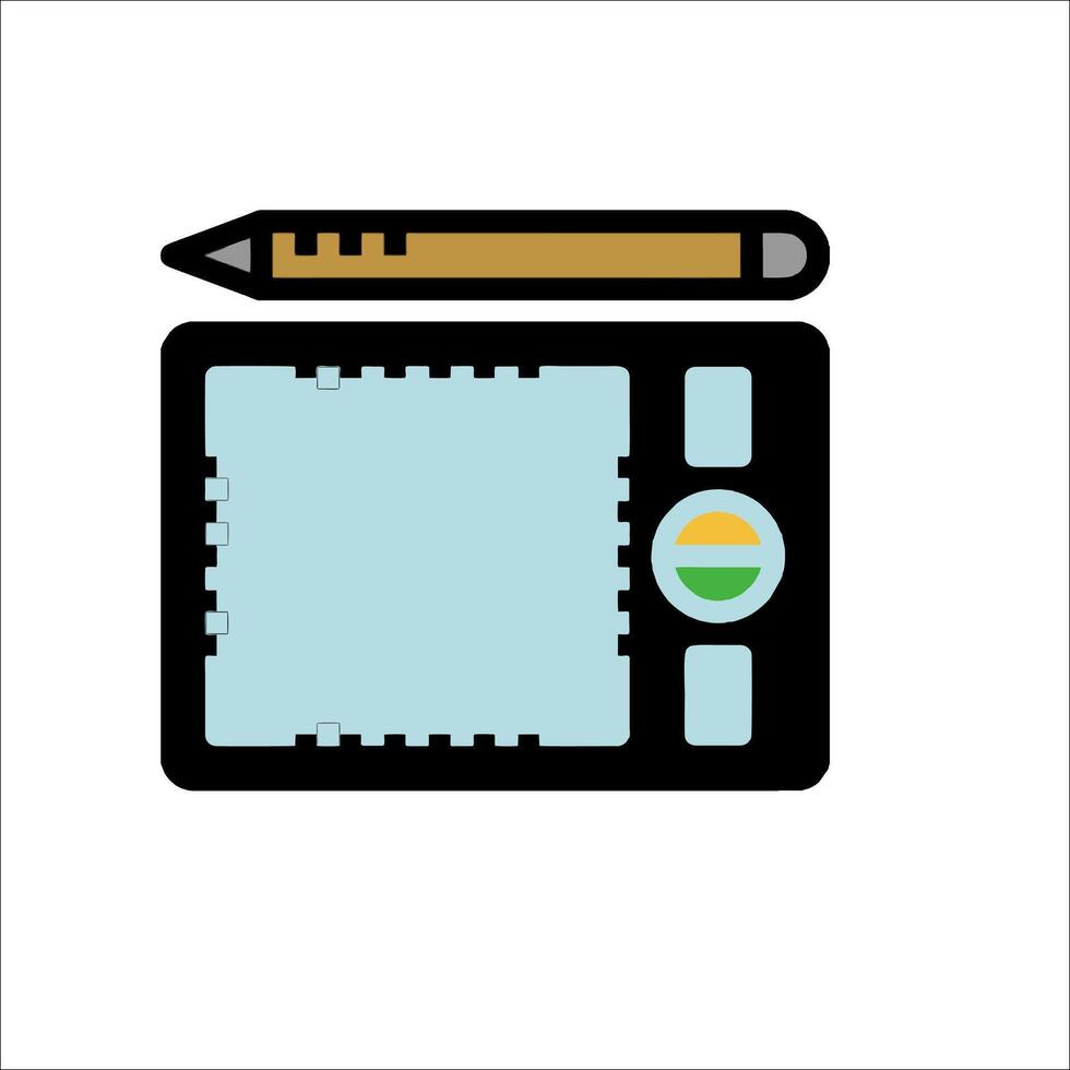 A tablet and pencil icon on a white background vector