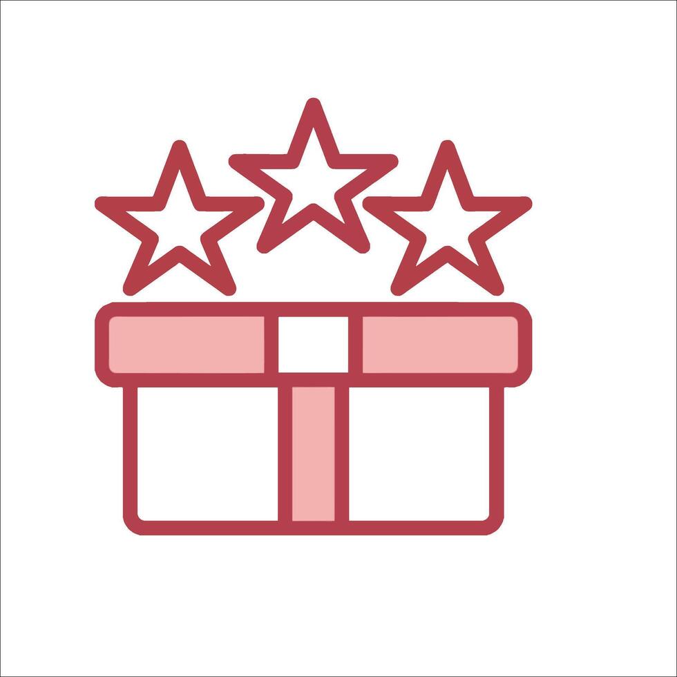 A red gift box with three stars on it vector
