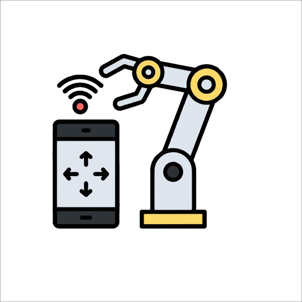 A robot is holding a phone and a robot is holding a phone vector