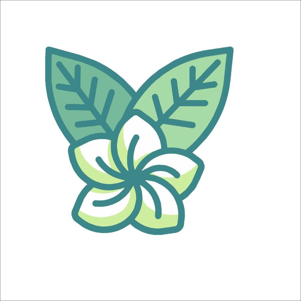 A green flower with leaves on it vector