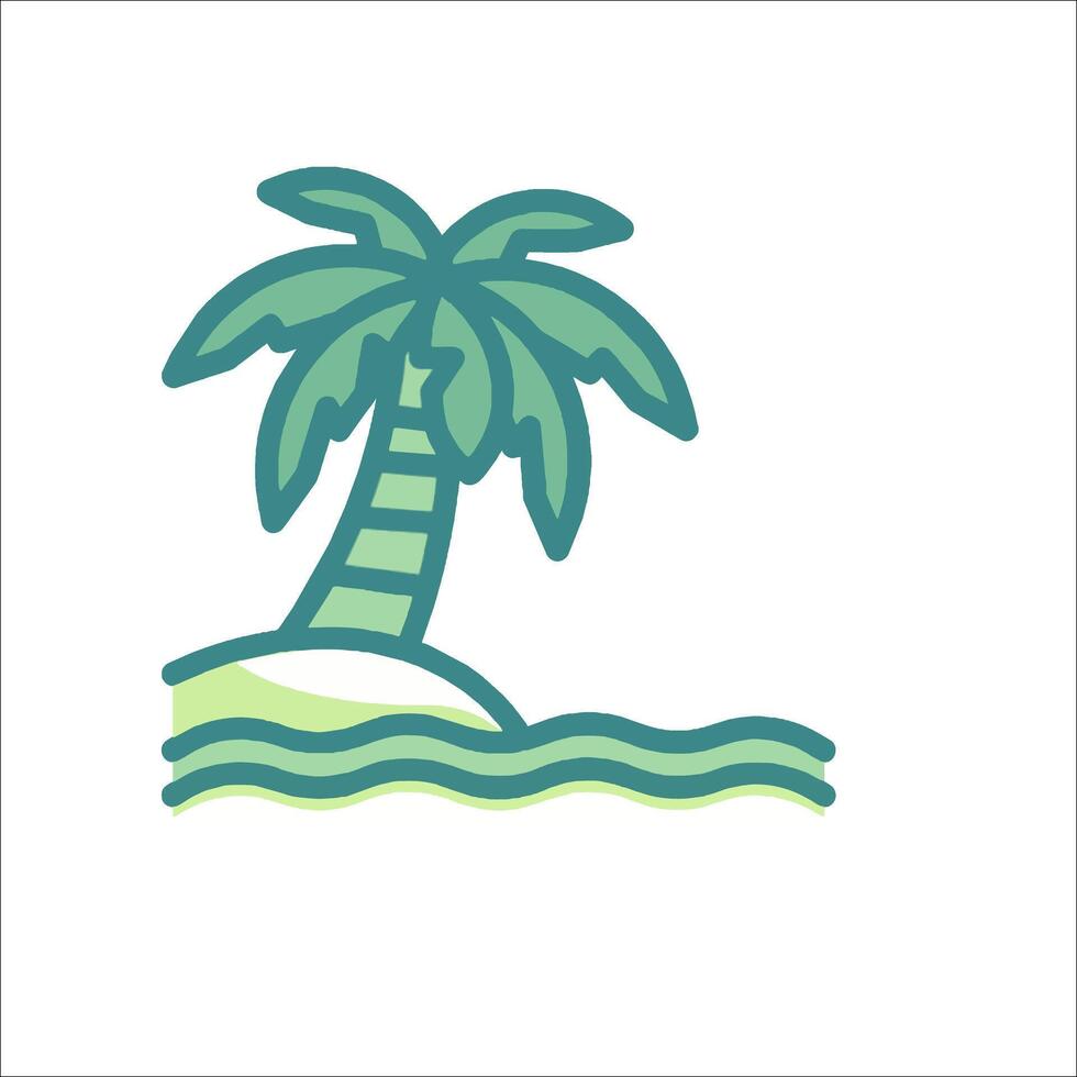 A palm tree on an island with waves vector