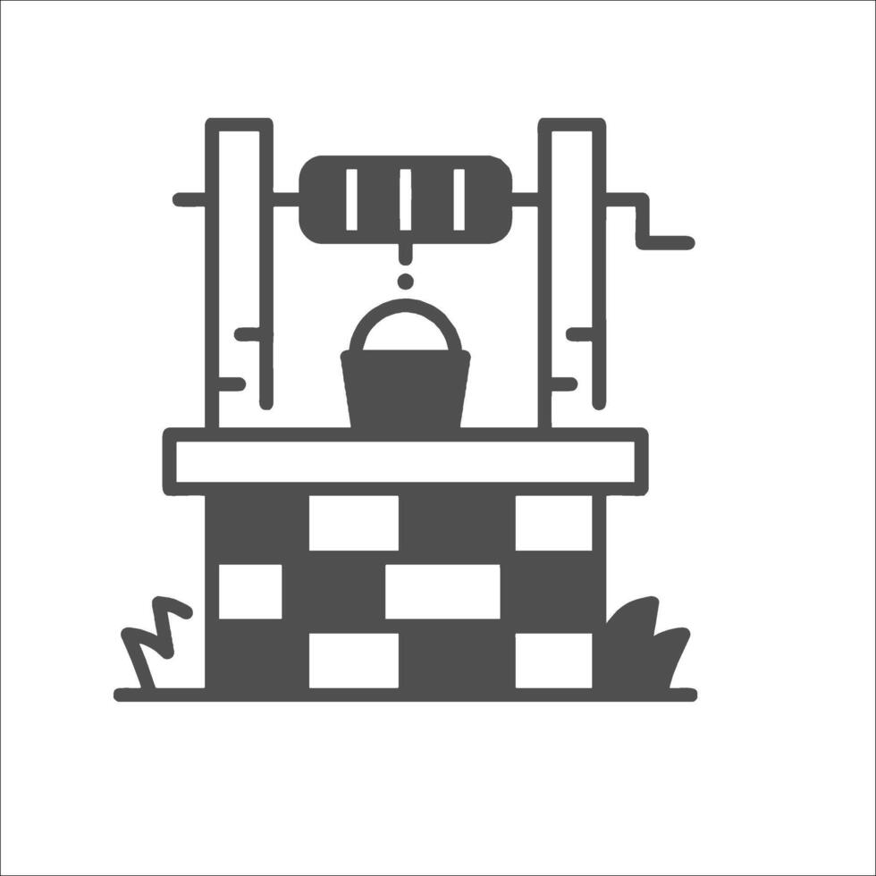 A black and white illustration of a well vector