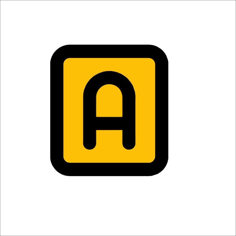 A yellow and black letter a icon vector