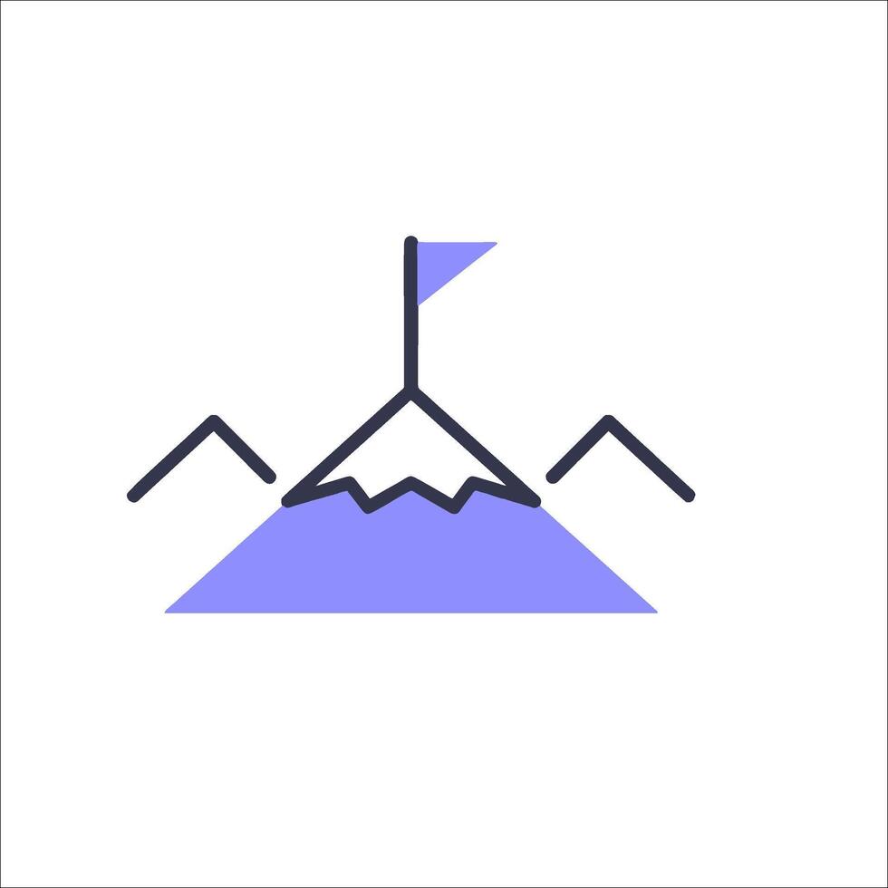 A mountain with a flag on top and a mountain in the background vector
