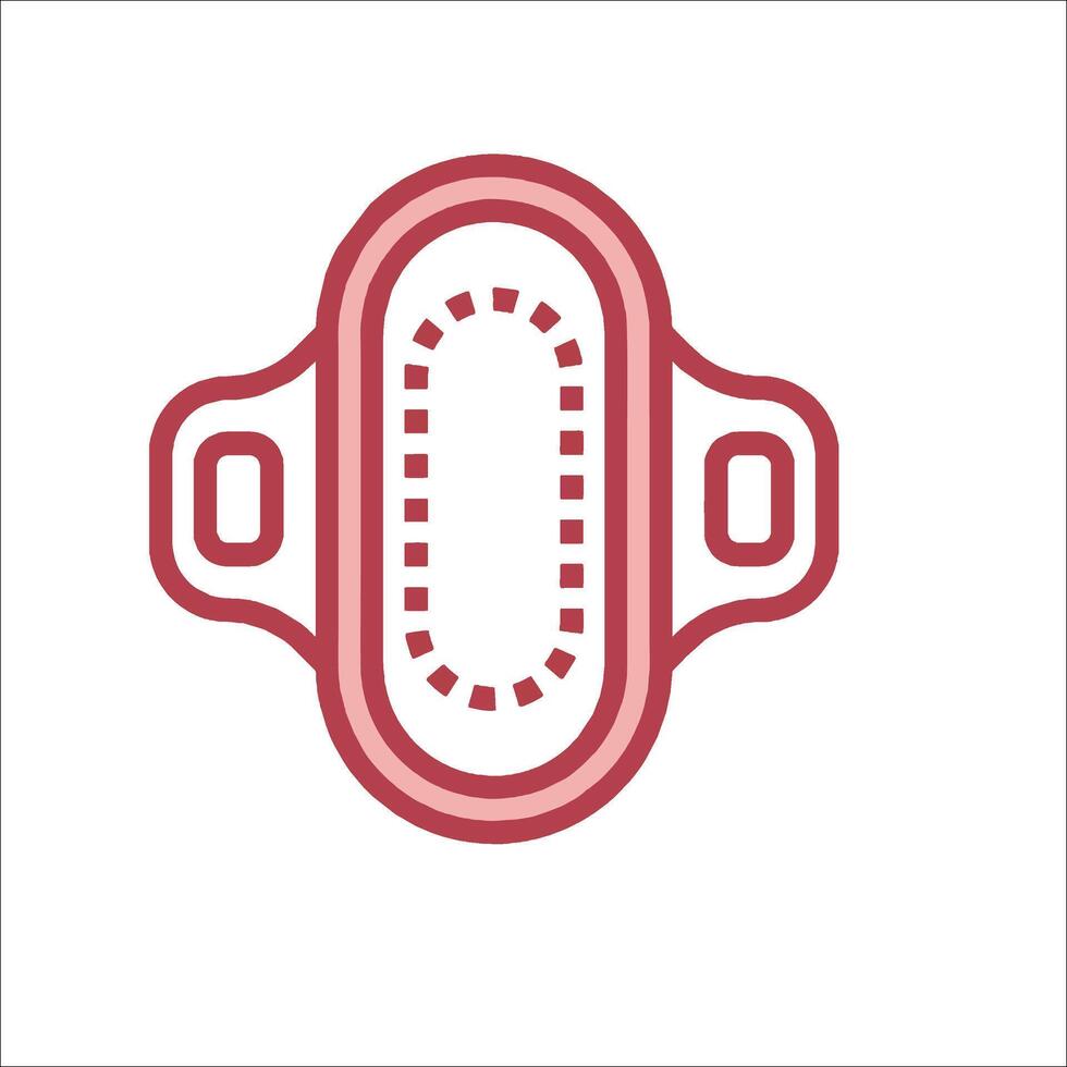 A red and white icon of a sanitary pad vector