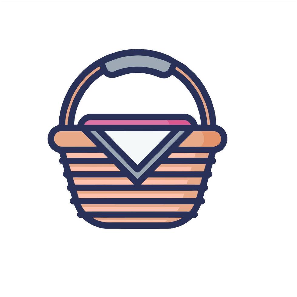 A basket with a cloth inside it on a white background vector