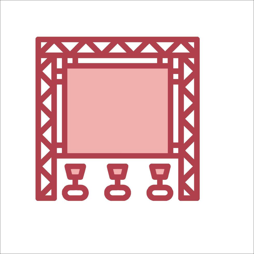 A red icon of a stage with a chair vector