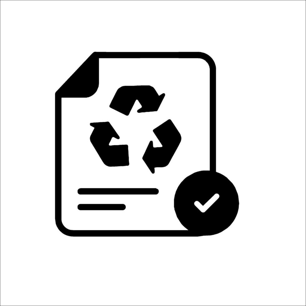 A black and white icon of a recycling document vector