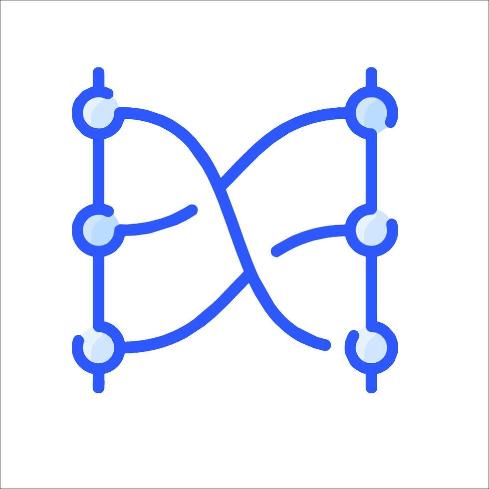 A blue and white logo with a line of dots vector