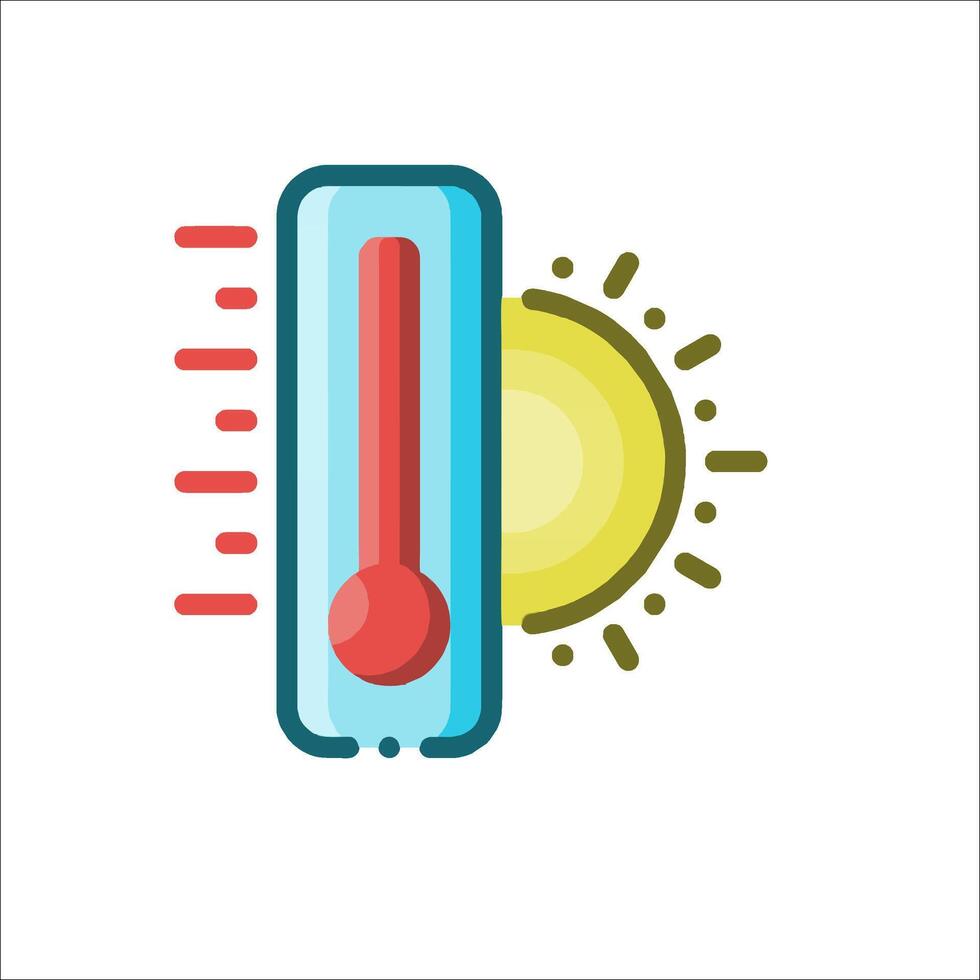 Thermometer and sun icon illustration vector