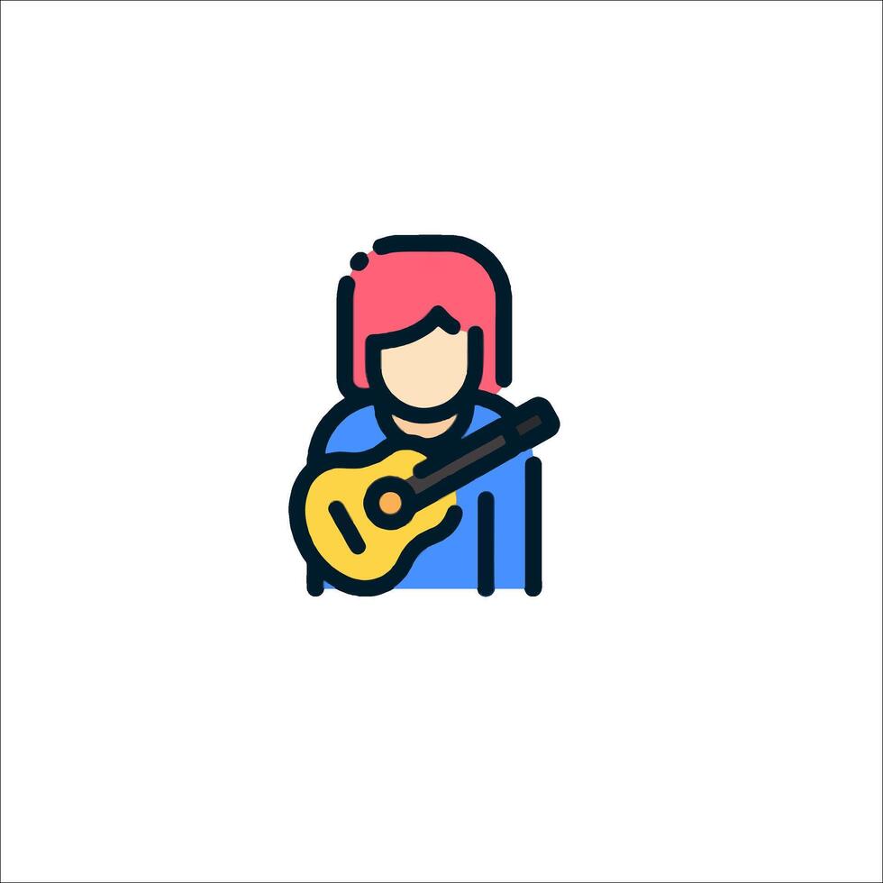 A woman with a guitar icon vector