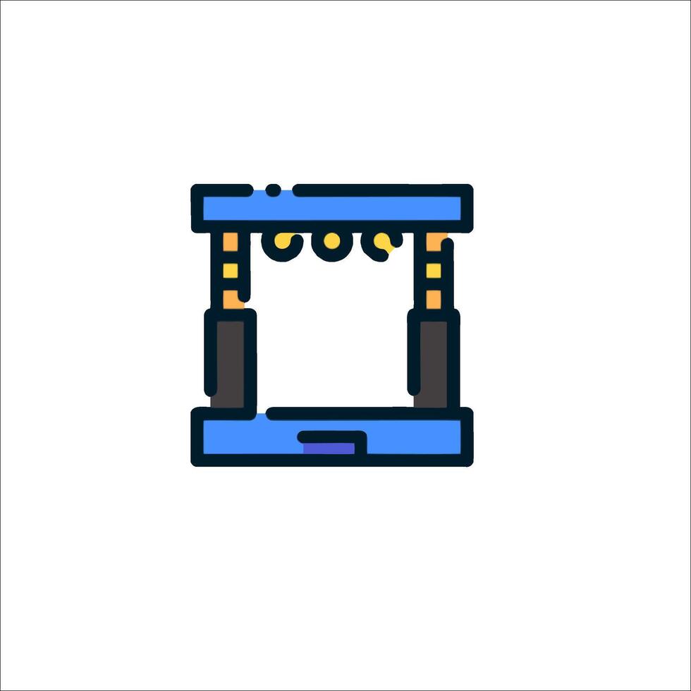 A blue and white icon of a vending machine vector