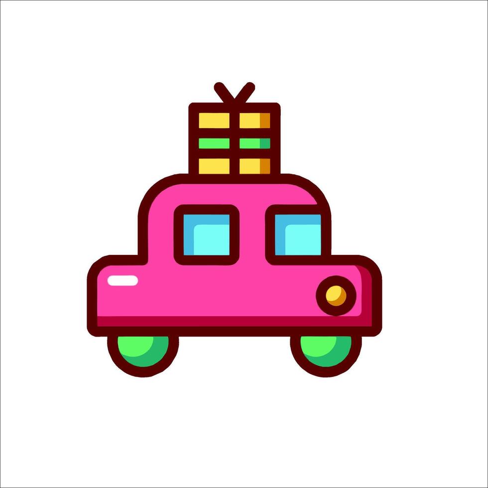A pink car with a gift on top vector