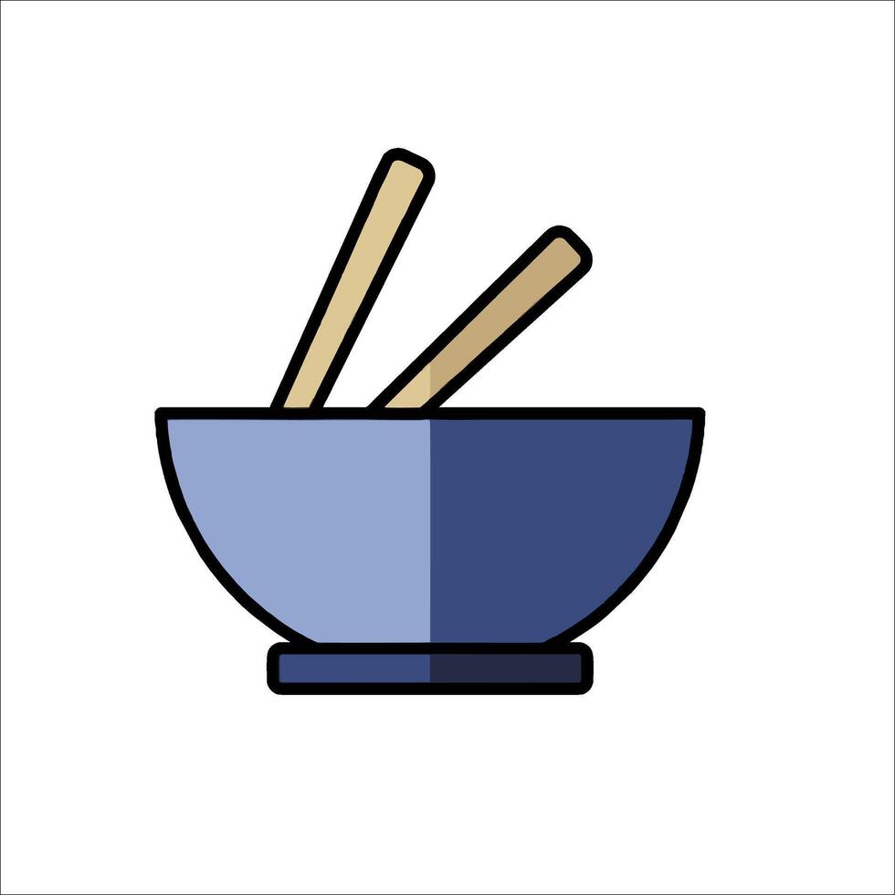 A bowl with chopsticks in it and a bowl of noodles vector