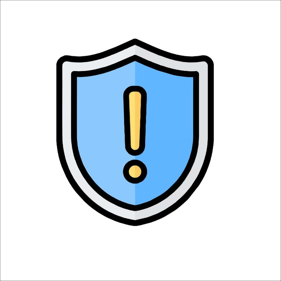 A shield with an exclamation mark on it vector