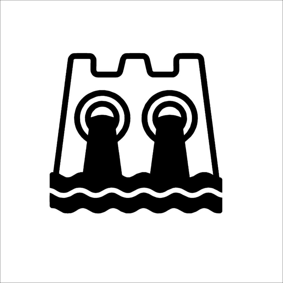 A black and white icon of a castle in the water vector