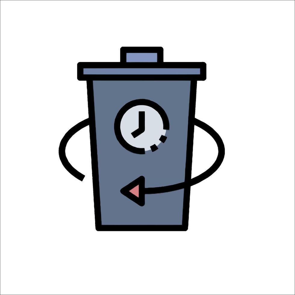A trash can with a clock on it vector
