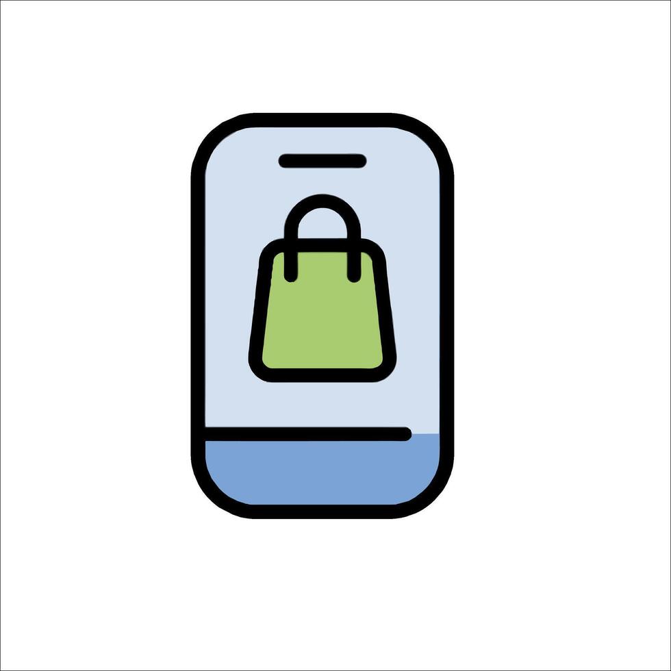 A smartphone with a shopping bag on it vector