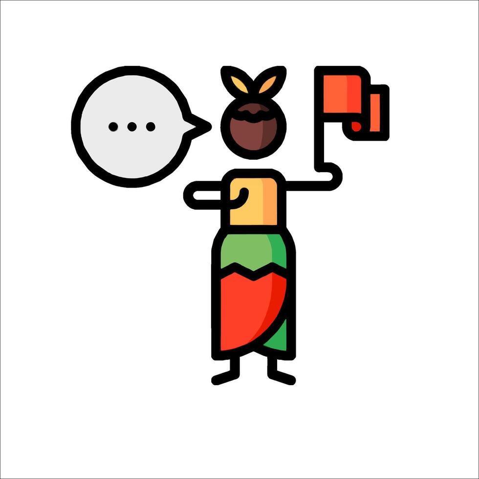 A cartoon man holding a flag and a speech bubble vector