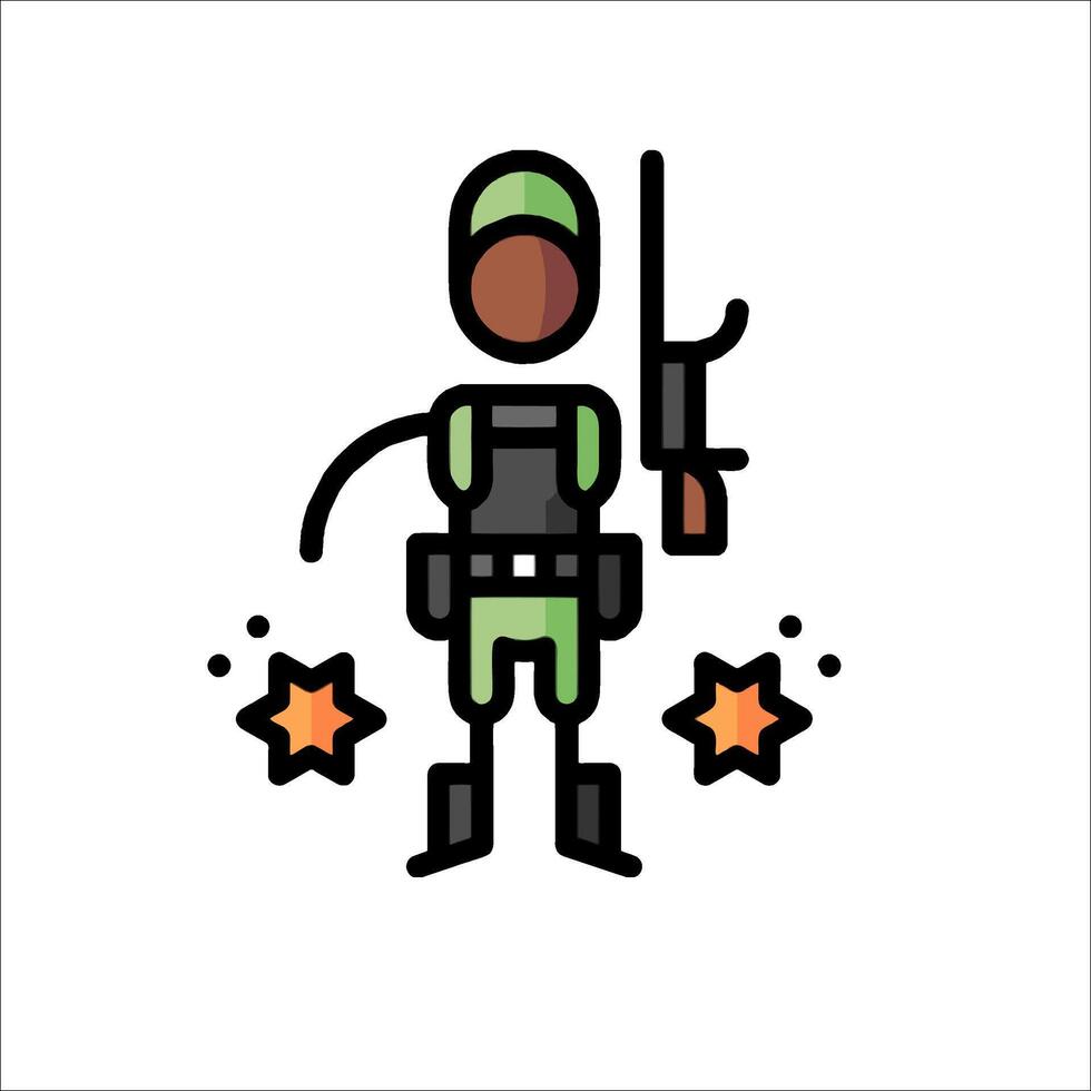 A soldier with a gun and stars on his hand vector