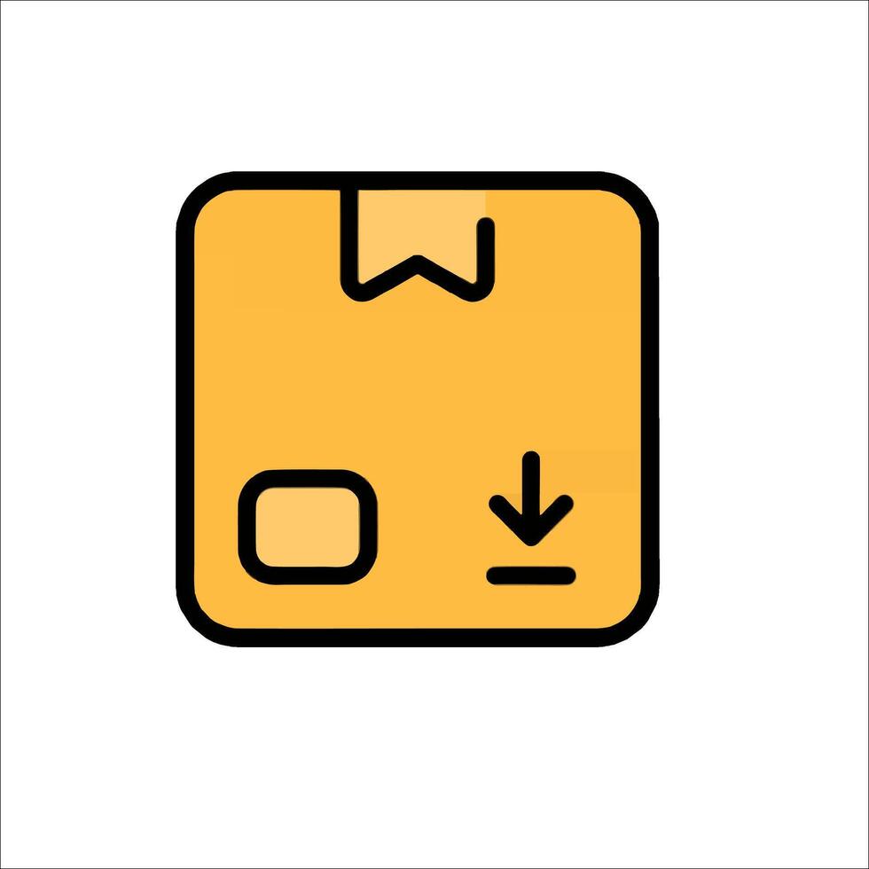 A yellow box with a black arrow pointing down vector