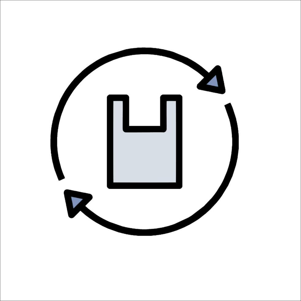 A plastic bag icon with arrows pointing to it vector