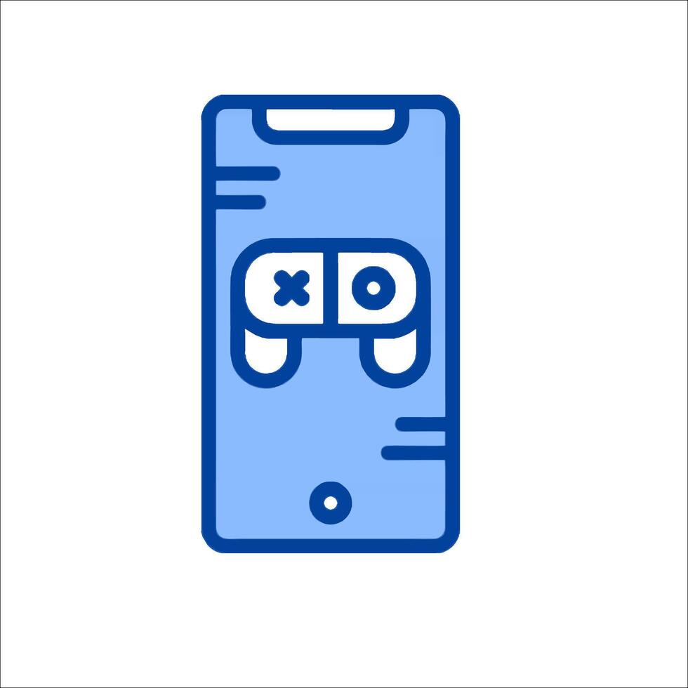 A blue and white phone with a controller icon vector