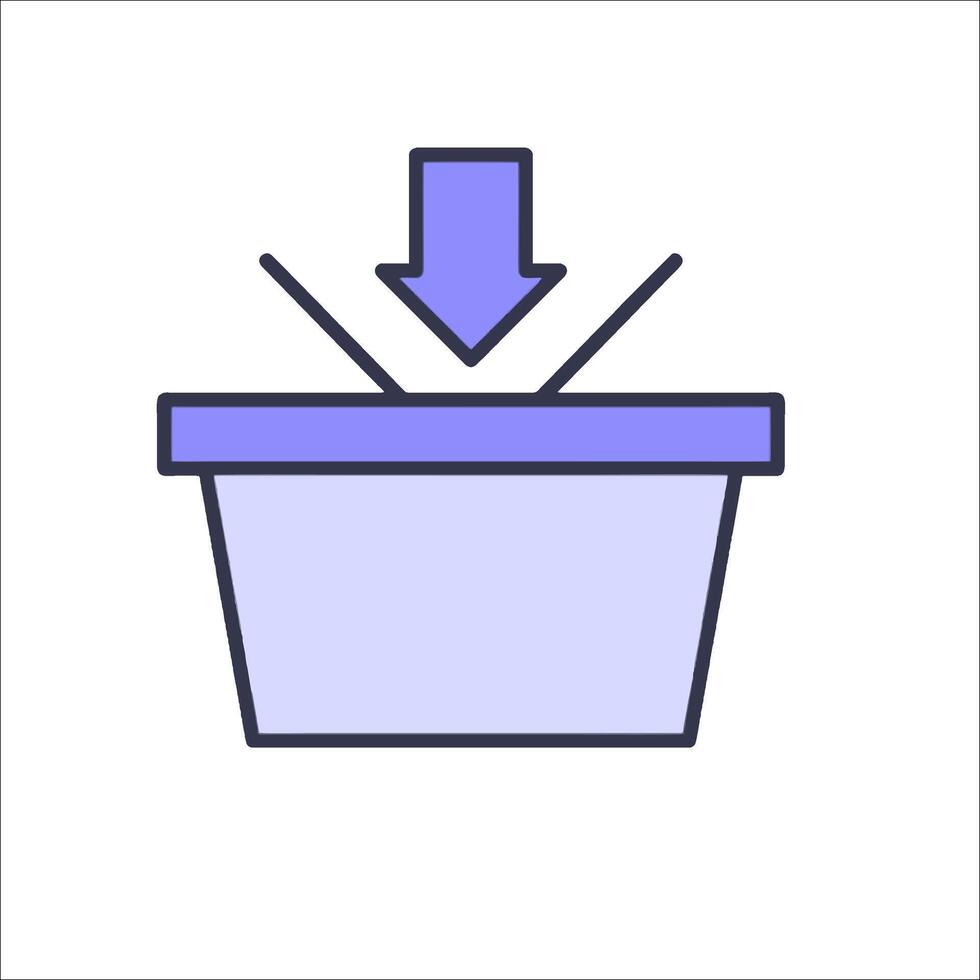 A basket with an arrow pointing down in it vector