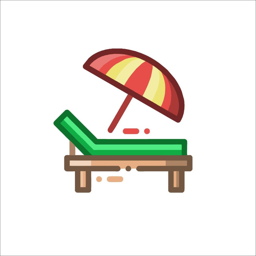 Beach chair and umbrella icon illustration vector
