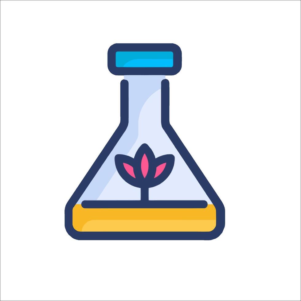 A laboratory flask with a plant in it vector
