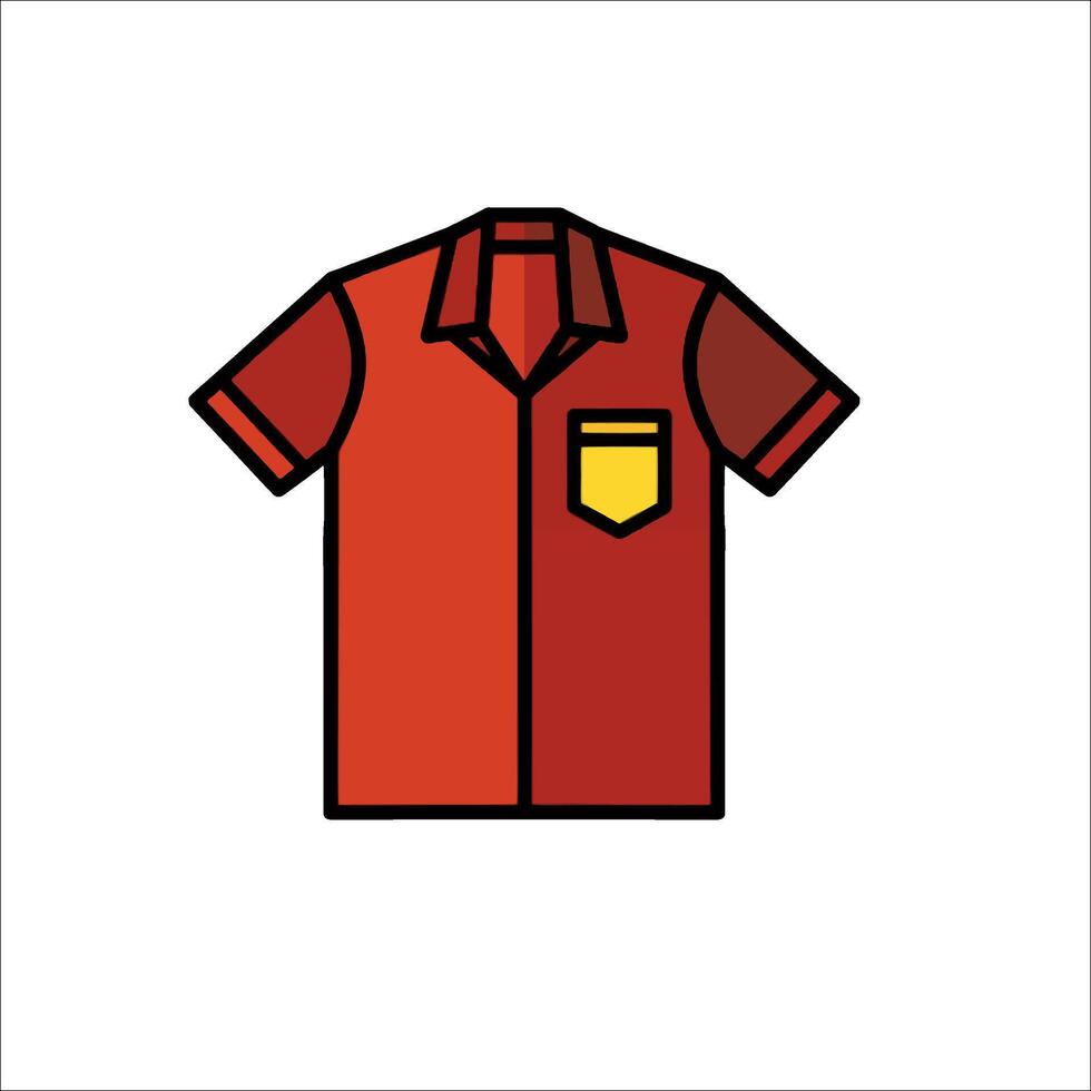 A red shirt with a yellow pocket on the front vector
