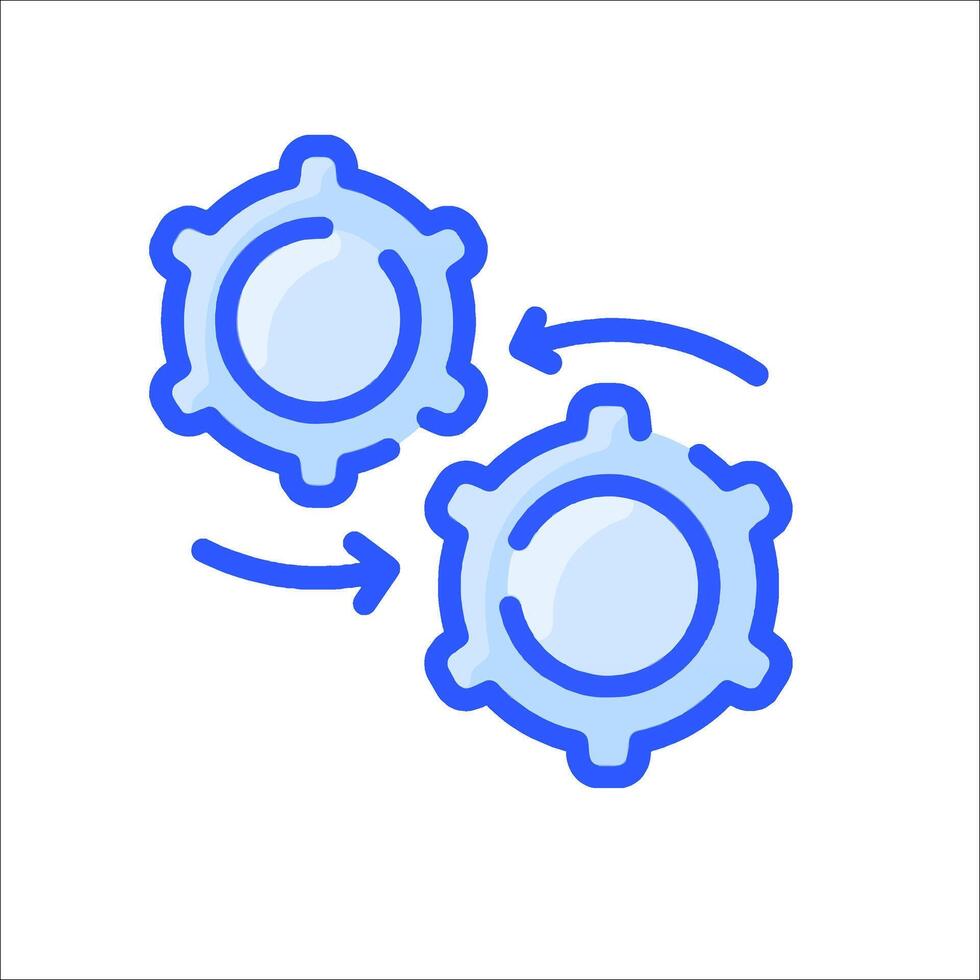 Two gears are connected to each other vector