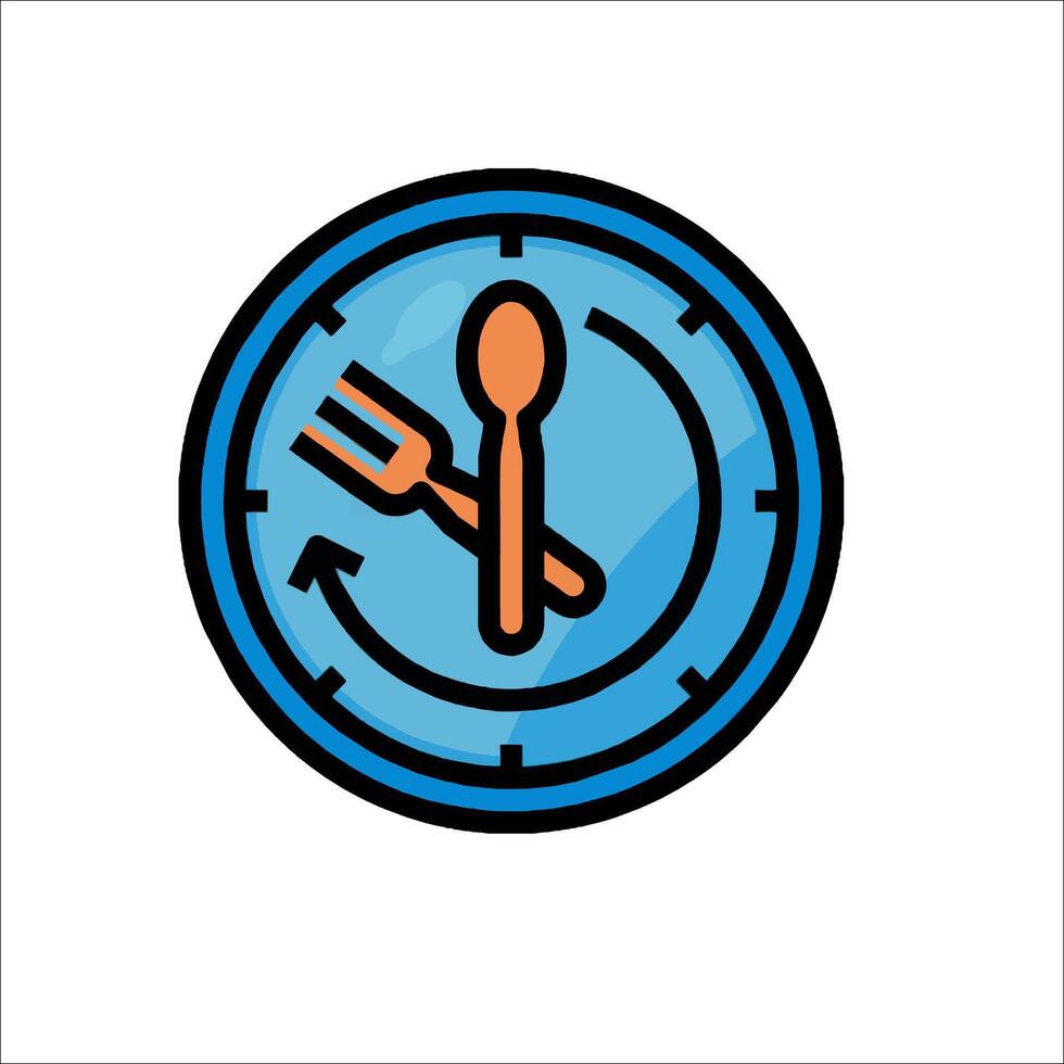 A clock with fork and spoon icon vector
