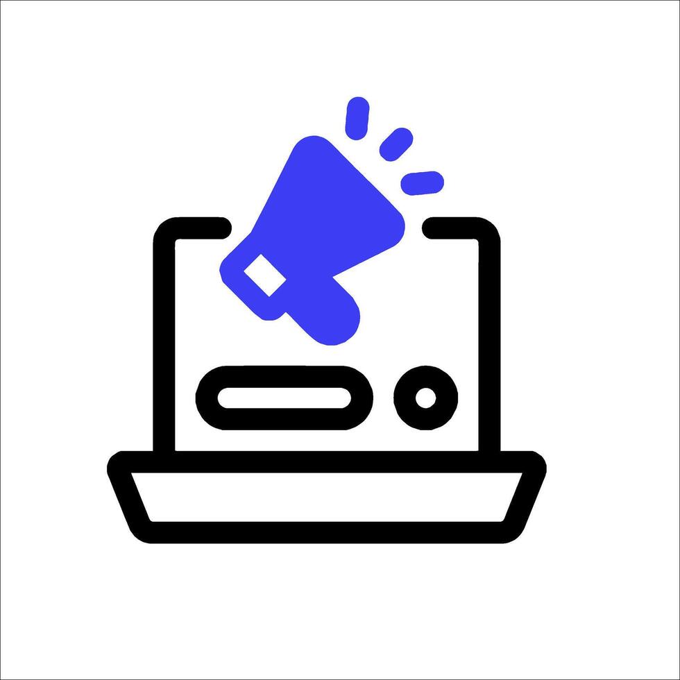 A laptop with a hand holding a megaphone vector