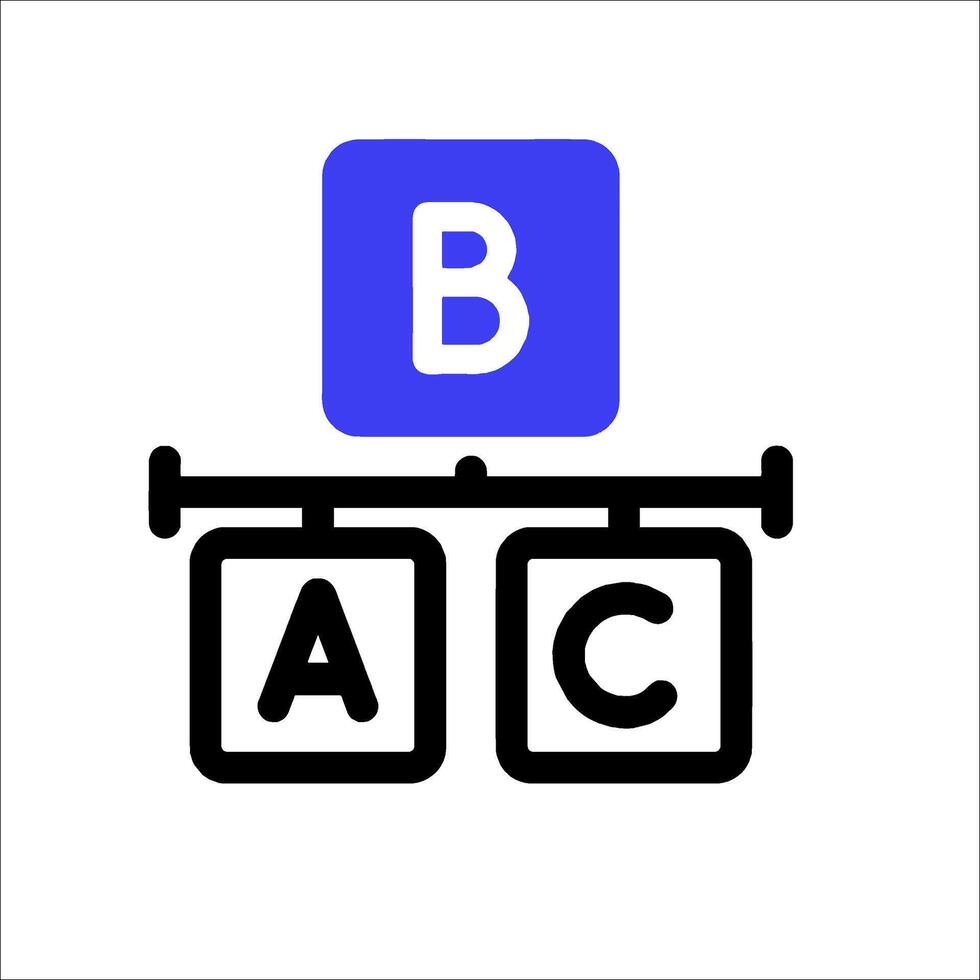 A blue and white logo with the letters b and a vector