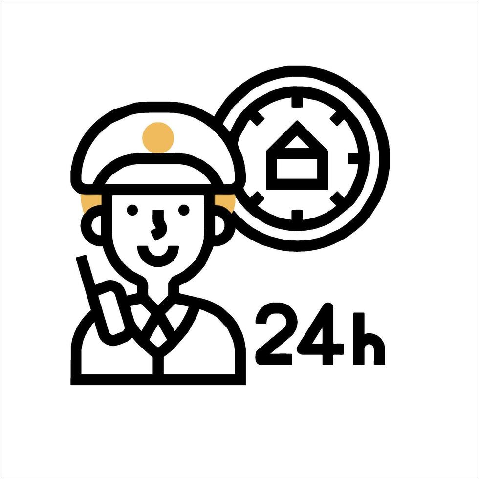 A man in uniform holding a clock and a phone vector