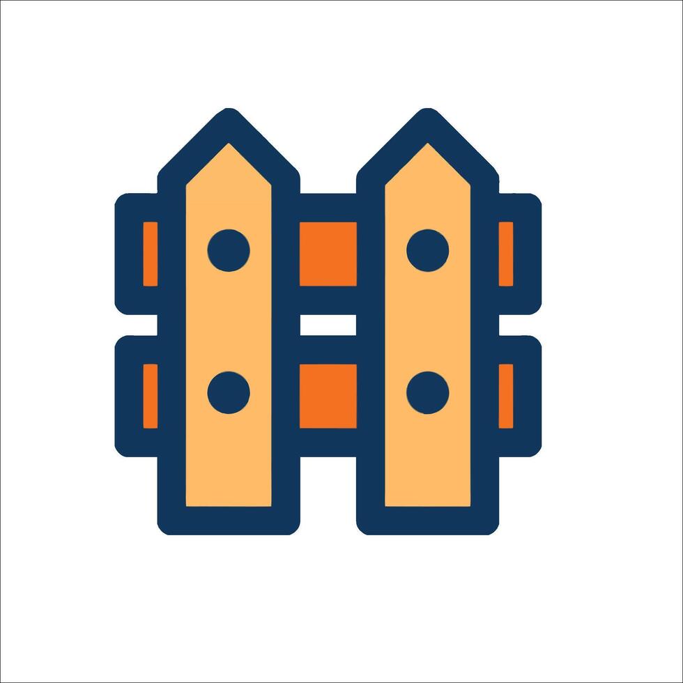 A blue and orange icon of a fence vector